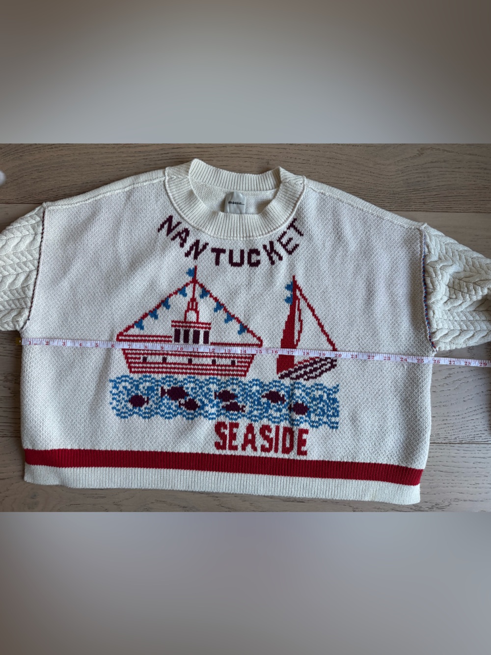 Maeve by Anthropologie Graphic Cable-Knit Sweater Seaside Nantucket Sz:S - Picture 9 of 14
